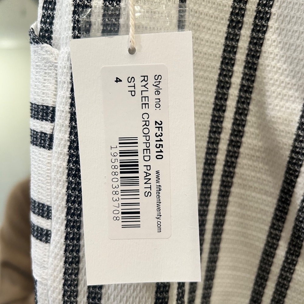 NWT Fifteen Twenty High-Rise Wide-Leg Striped Pants - Black & White - Picture 4 of 5